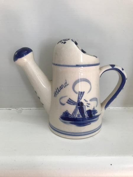 Vintage Cute Little Hand painted Delft Ceramic Watering Can