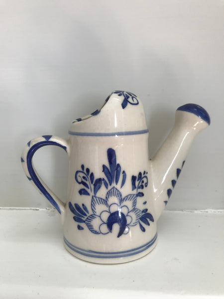 Vintage Cute Little Hand painted Delft Ceramic Watering Can