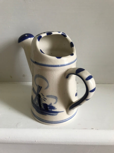 Vintage Cute Little Hand painted Delft Ceramic Watering Can