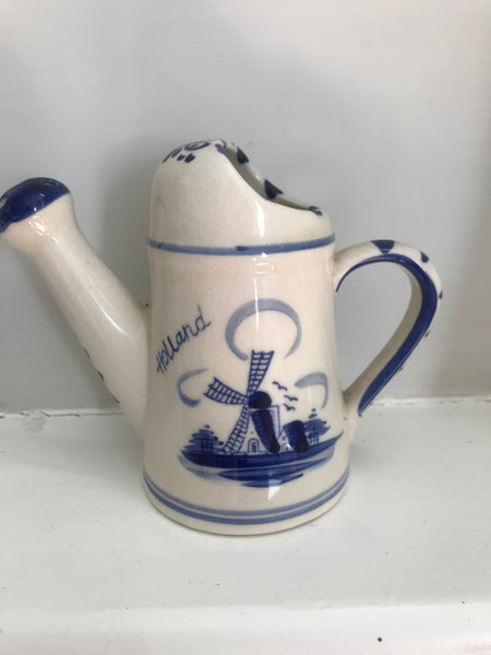 Vintage Cute Little Hand painted Delft Ceramic Watering Can