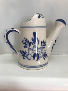 Vintage Cute Little Hand painted Delft Ceramic Watering Can