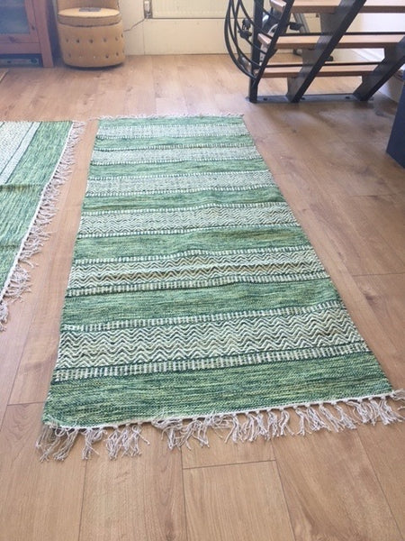 DALARNA GREEN Swedish Cotton Trasmatta Rug 5 sizes Back in Stock!