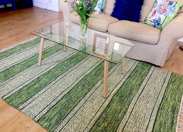 DALARNA GREEN Swedish Cotton Trasmatta Rug 5 sizes Back in Stock!