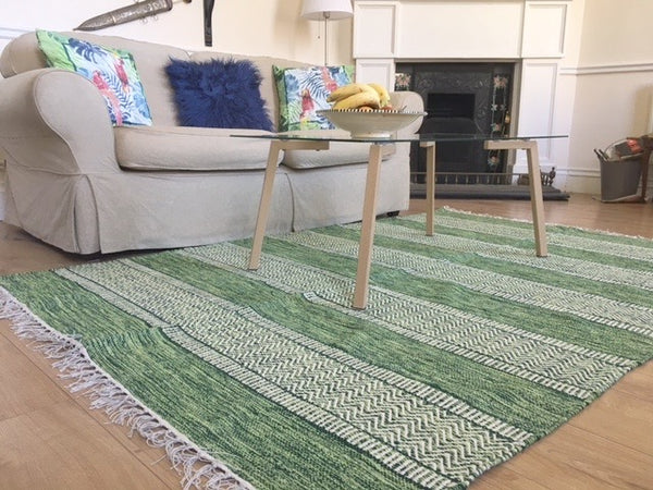 DALARNA GREEN Swedish Cotton Trasmatta Rug 5 sizes Back in Stock!