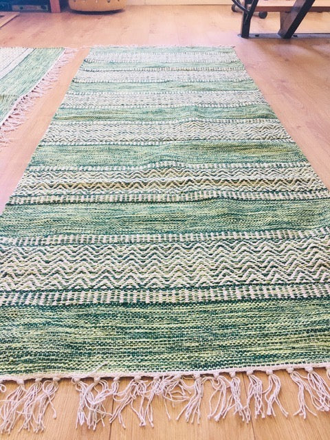 DALARNA GREEN Swedish Cotton Trasmatta Rug 5 sizes Back in Stock!