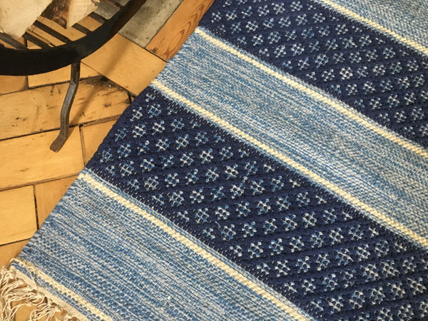 BIRGIT BLUE Swedish Cotton Trasmatta Rug 160 x 240 cm 1 only!