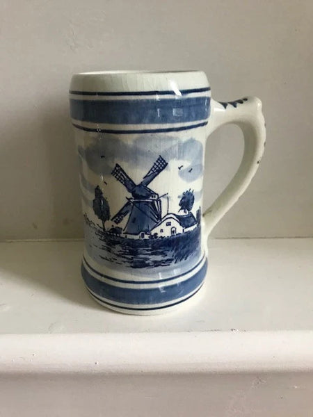 Vintage Small Delft Tankard Hand Painted Ceramic